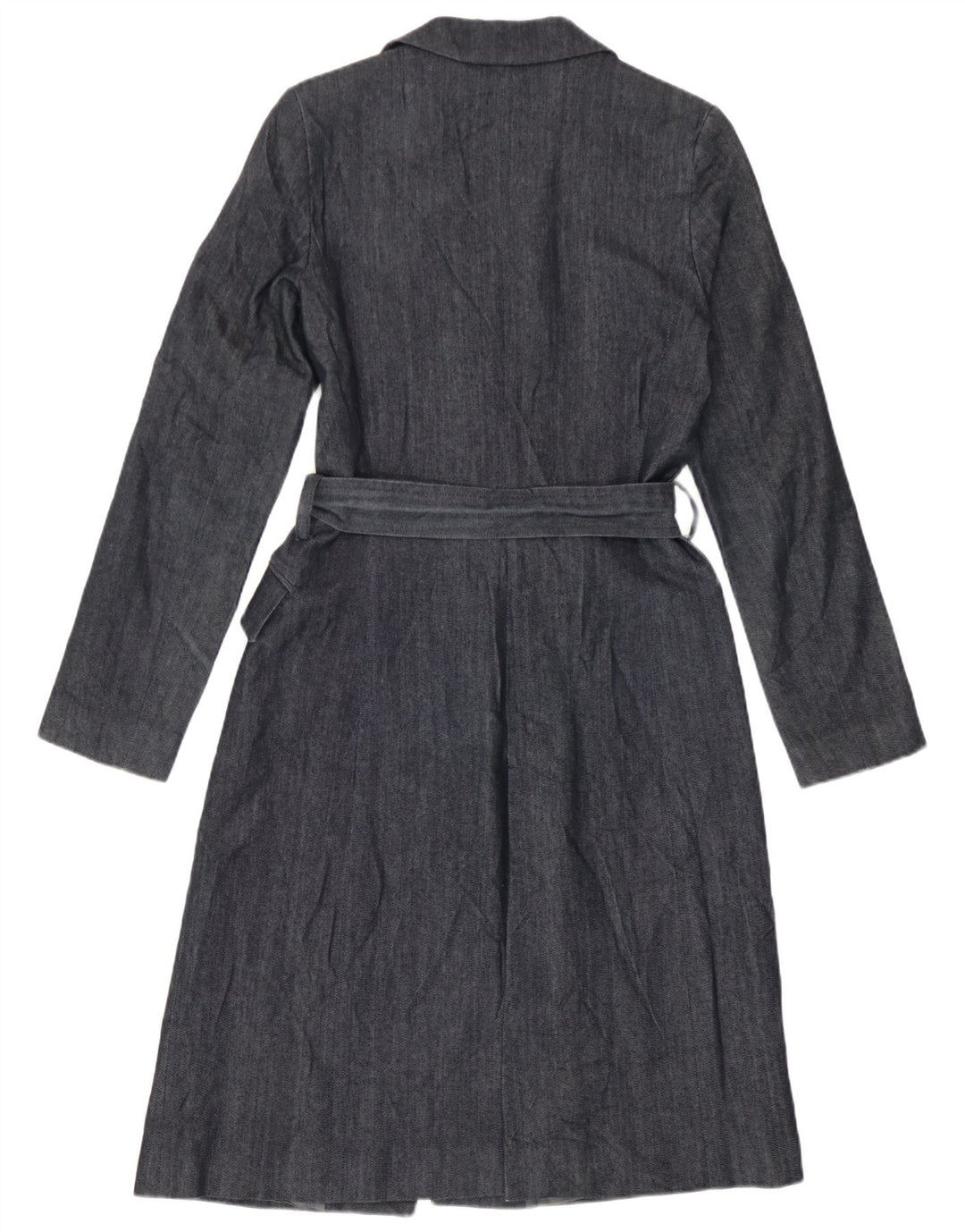 Zara Womens Overcoat UK 12 Medium Navy Blue Cotton