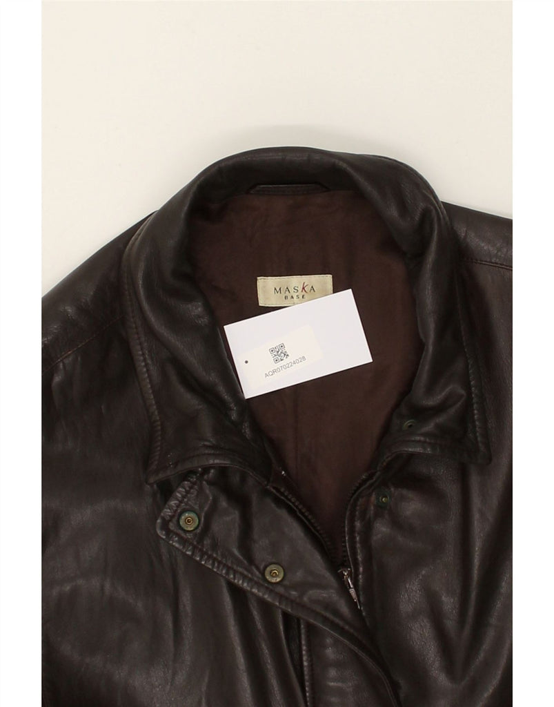 MASKA Womens Leather Coat UK 14 Large  Brown Leather | Vintage Maska | Thrift | Second-Hand Maska | Used Clothing | Messina Hembry 