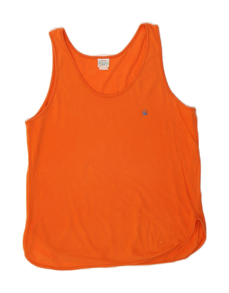 BENETTON Womens Vest Top UK 14 Large Orange Cotton Vintage Benetton and Second-Hand Benetton from Messina Hembry 