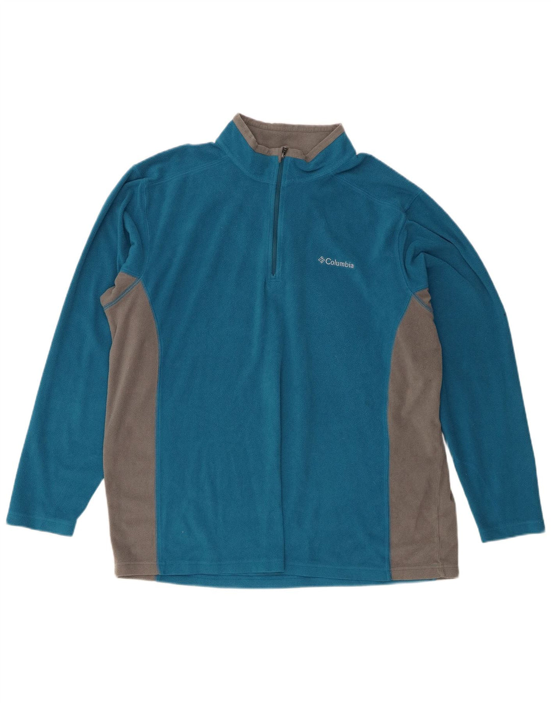 Columbia Mens Zip Neck Fleece Jumper XL Blue Colourblock Polyester
