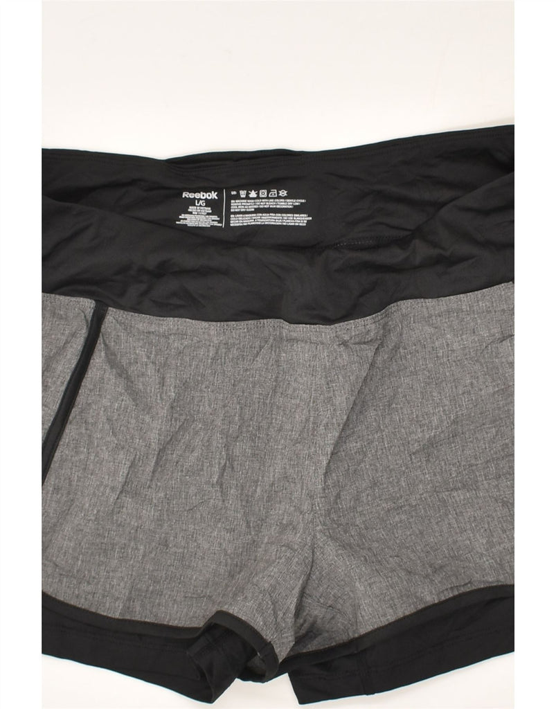 REEBOK Womens Sport Shorts UK 16 Large Grey Polyester | Vintage Reebok | Thrift | Second-Hand Reebok | Used Clothing | Messina Hembry 