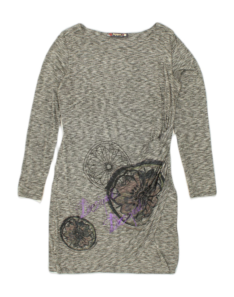 DESIGUAL Womens Long Sleeve Basic Dress UK 18 XL Grey Viscose | Vintage Desigual | Thrift | Second-Hand Desigual | Used Clothing | Messina Hembry 