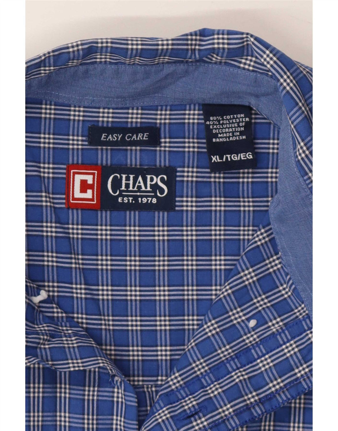 Chaps Mens Shirt XL Navy Blue Check Cotton