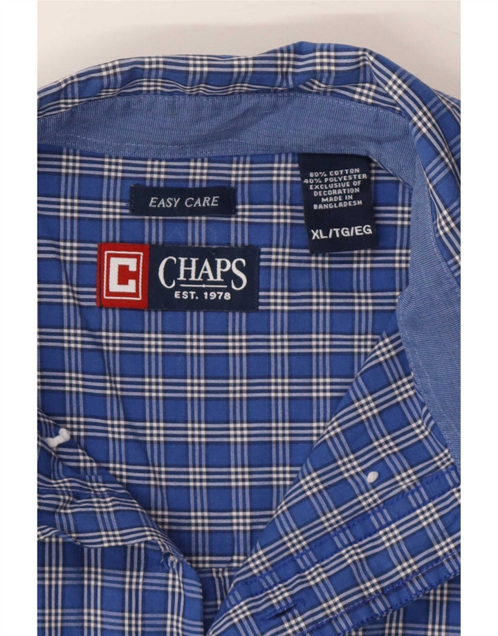 Chaps Mens Shirt XL Navy Blue Check Cotton