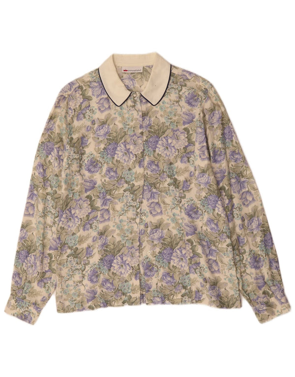 EMMANUEL SCHVILI Womens Shirt Blouse UK 16 Large Beige Floral