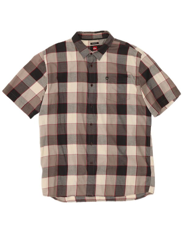 Quiksilver Mens Short Sleeve Slim Fit Shirt XL Multicoloured Check Cotton