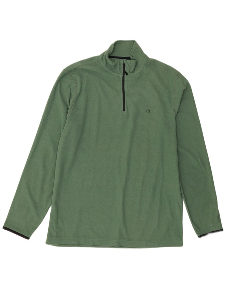 Champion Mens Zip Neck Fleece Jumper 2XL Green Polyester