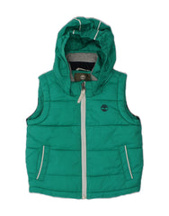 TIMBERLAND Baby Boys Hooded Padded Gilet 6-9 Months Green Colourblock