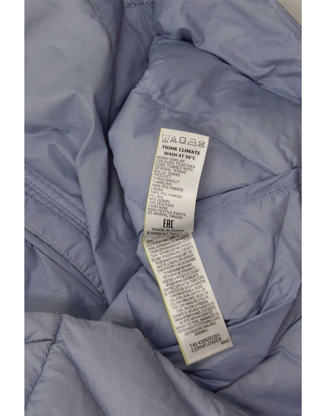 Marks & Spencer Womens Padded Jacket UK 12 Medium Blue Polyamide