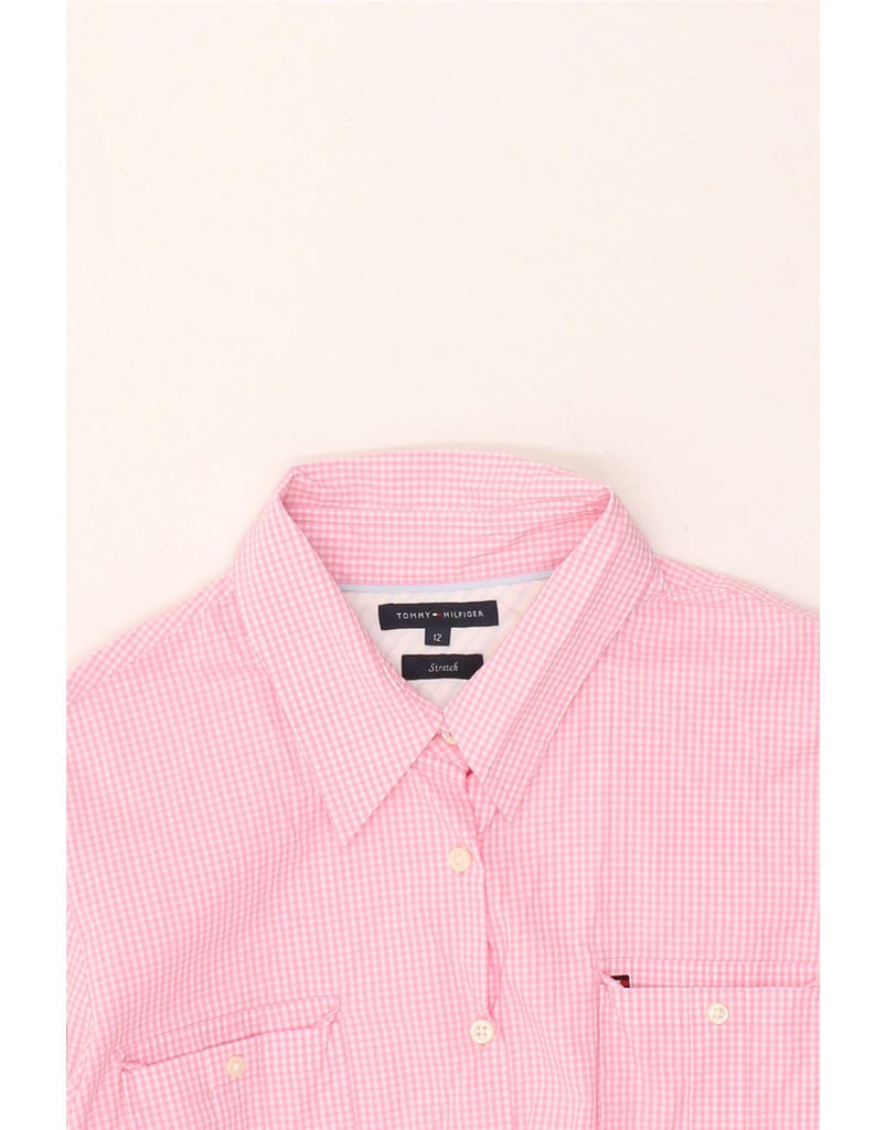 TOMMY HILFIGER Womens Short Sleeve Shirt US 12 Large Pink Gingham Cotton Vintage Tommy Hilfiger and Second-Hand Tommy Hilfiger from Messina Hembry 