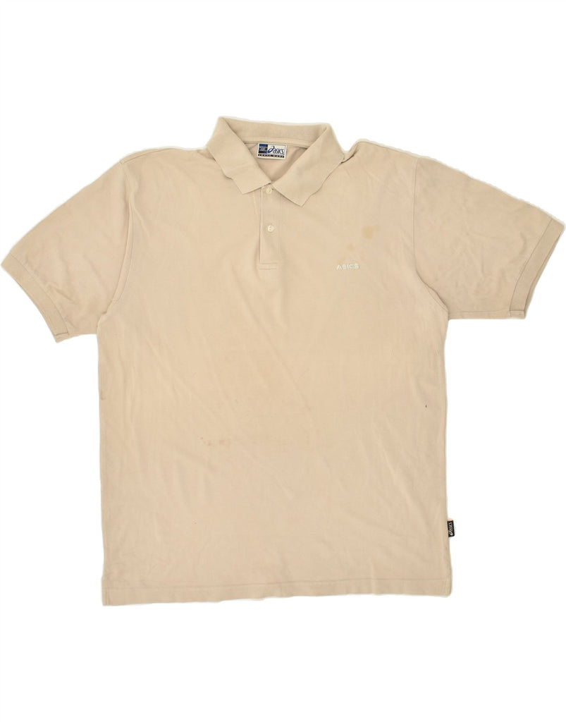 ASICS Mens Polo Shirt 2XL Beige Cotton | Vintage Asics | Thrift | Second-Hand Asics | Used Clothing | Messina Hembry 