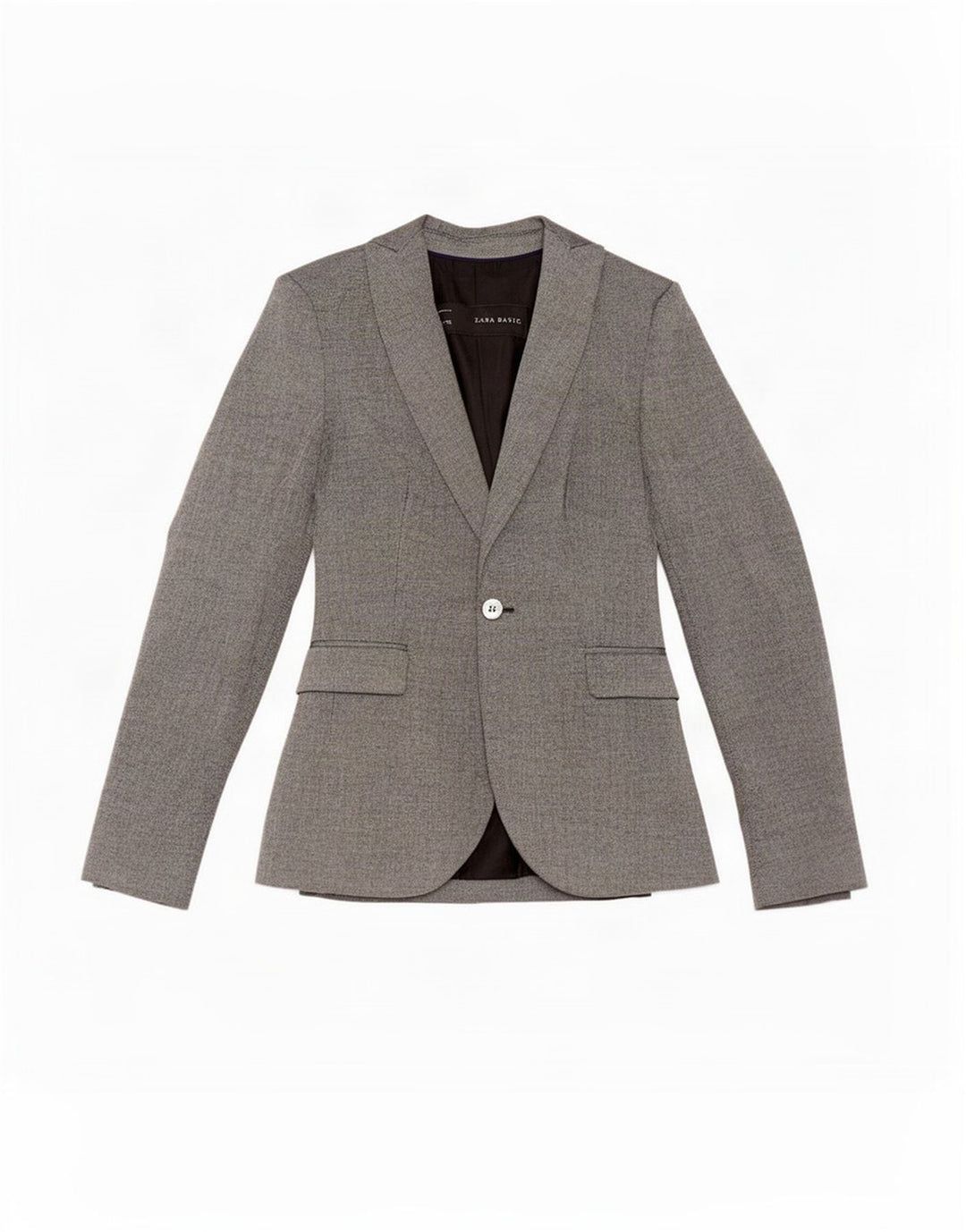 Zara Womens 1 Button Blazer Jacket UK 6 XS Grey Polyester