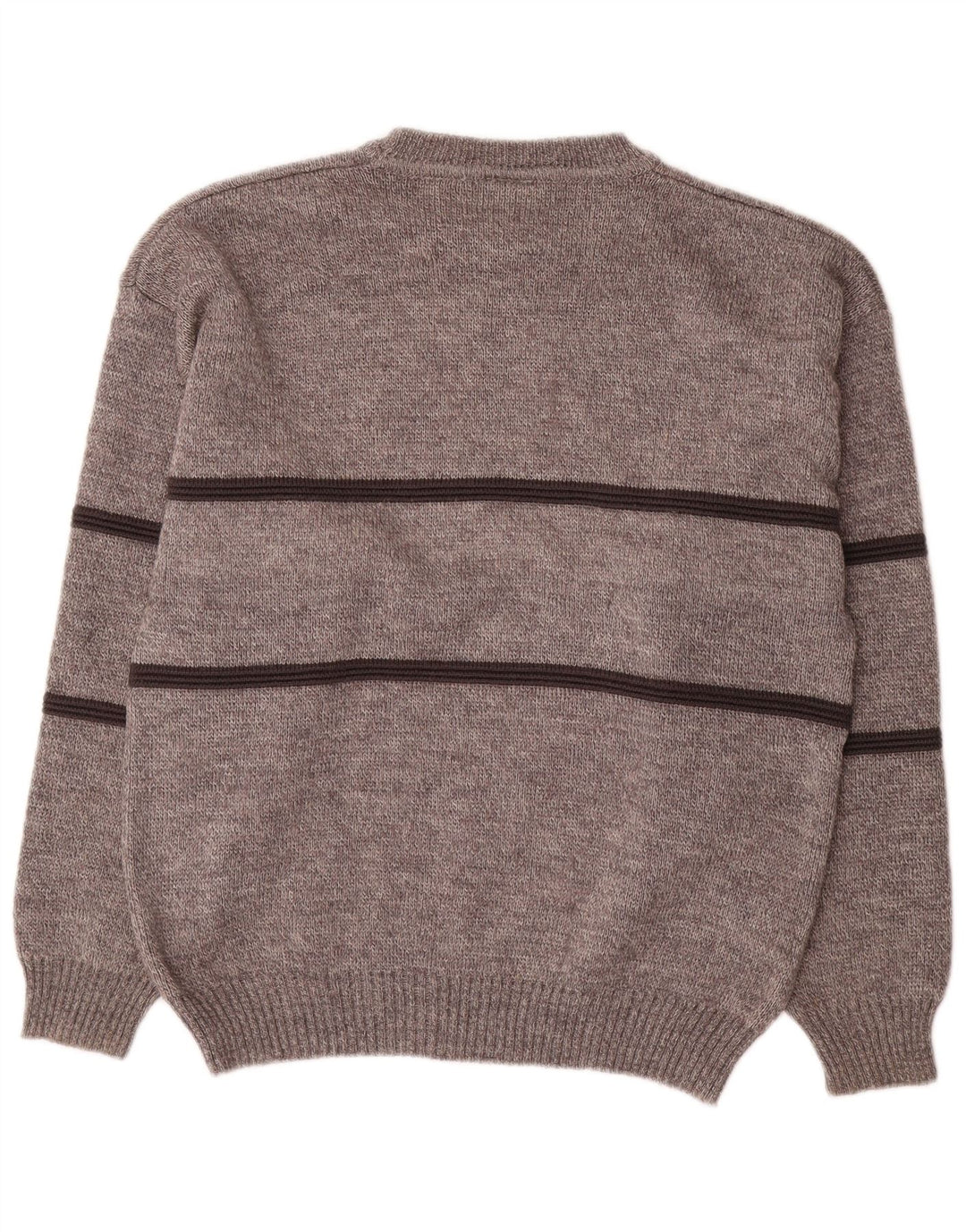New Fast Mens Crew Neck Jumper Sweater EU 48/50 Medium Grey Striped Acrylic