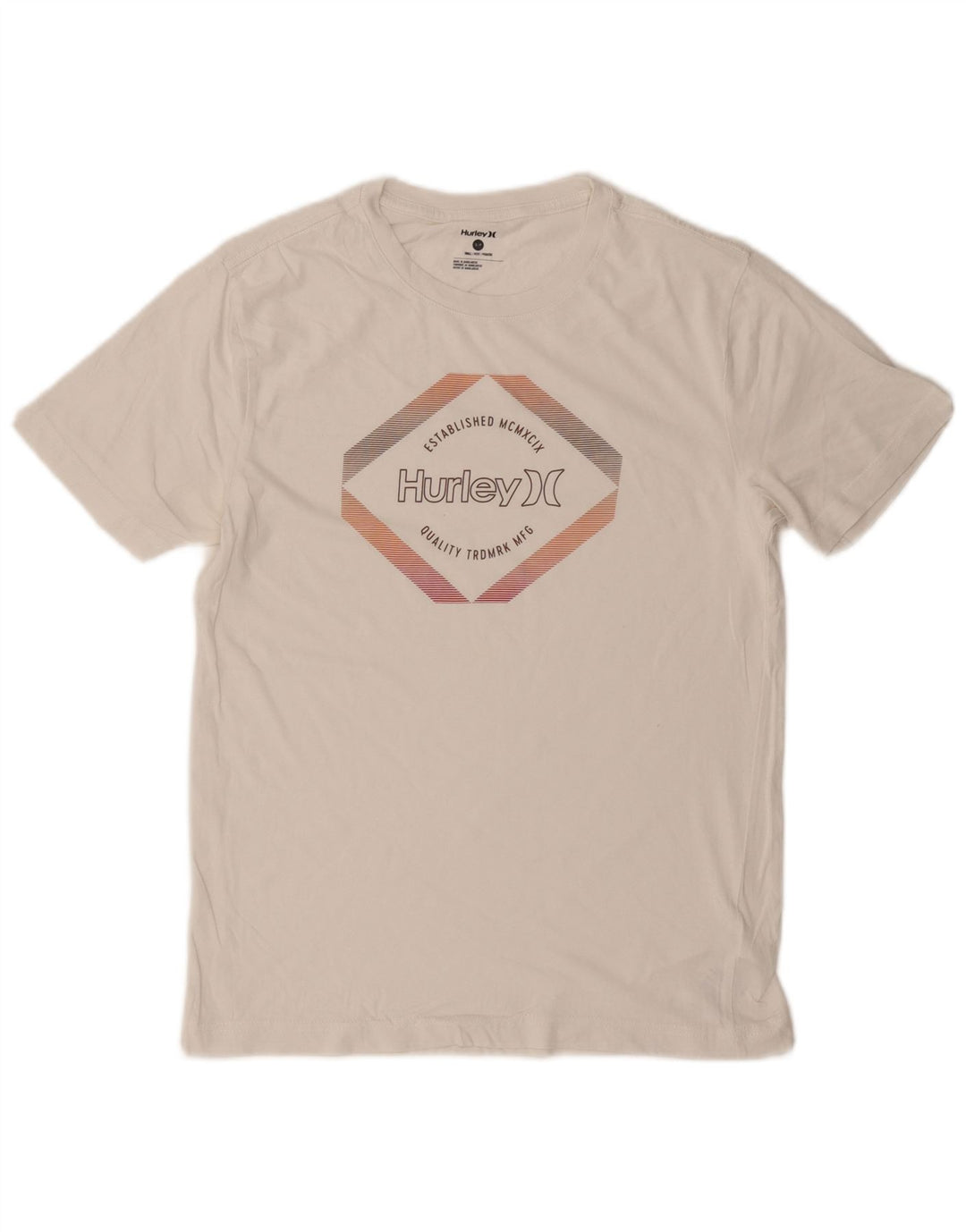 Hurley Mens Graphic T-Shirt Top Small White Cotton