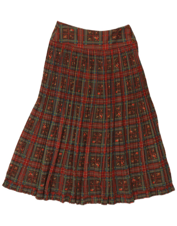 Gilmar Womens High Waist Pleated Skirt IT 42 Medium W28  Red Plaid Cotton