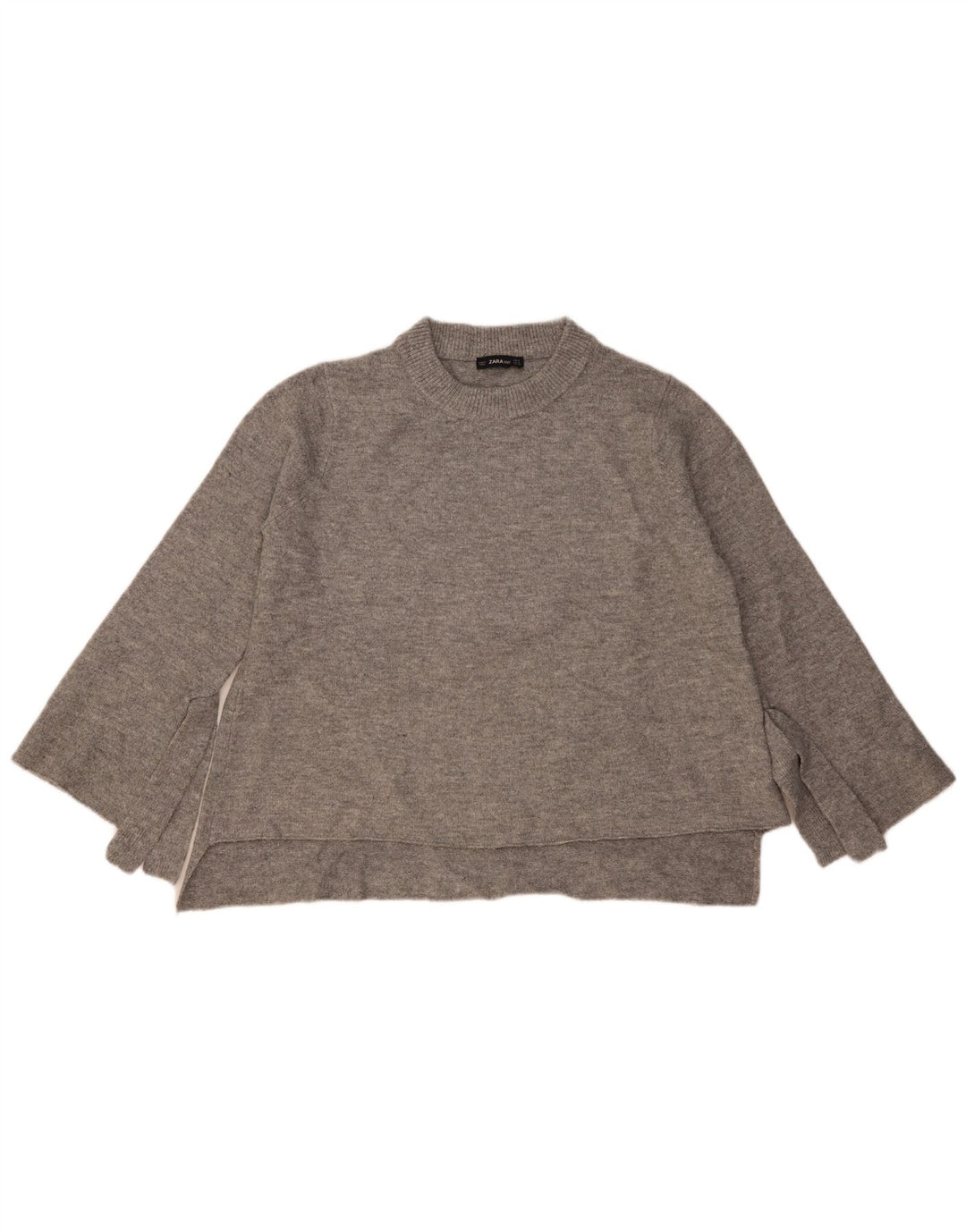 Zara Womens Oversized Crew Neck Jumper Sweater UK 14 Medium Grey Flecked
