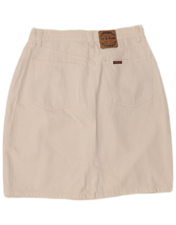 CARRERA Womens Denim Skirt IT 42 Medium W32  White Cotton