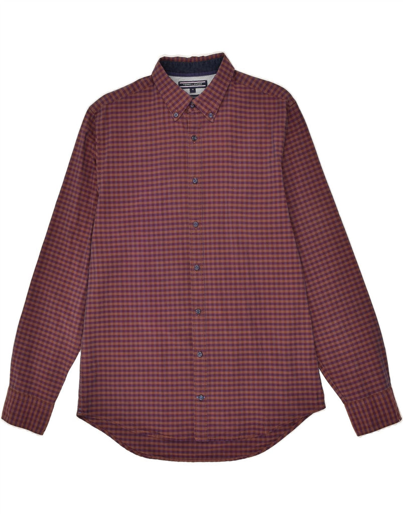 TOMMY HILFIGER Mens New York Fit Shirt Medium Purple Gingham Cotton Vintage Tommy Hilfiger and Second-Hand Tommy Hilfiger from Messina Hembry 