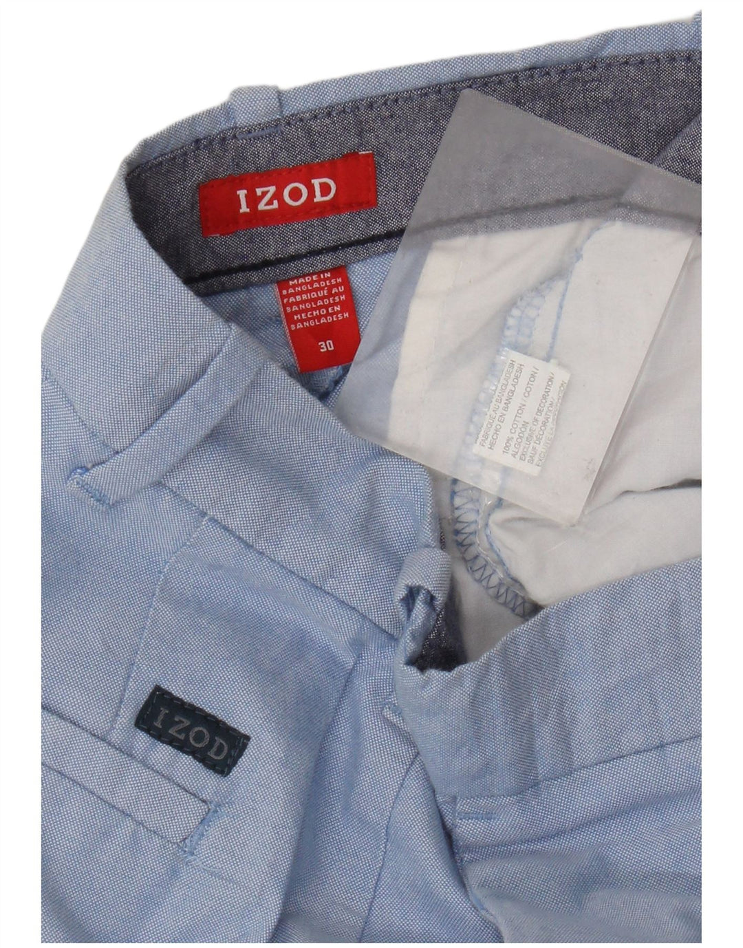 Izod Mens Chino Shorts W30 Medium Blue Cotton