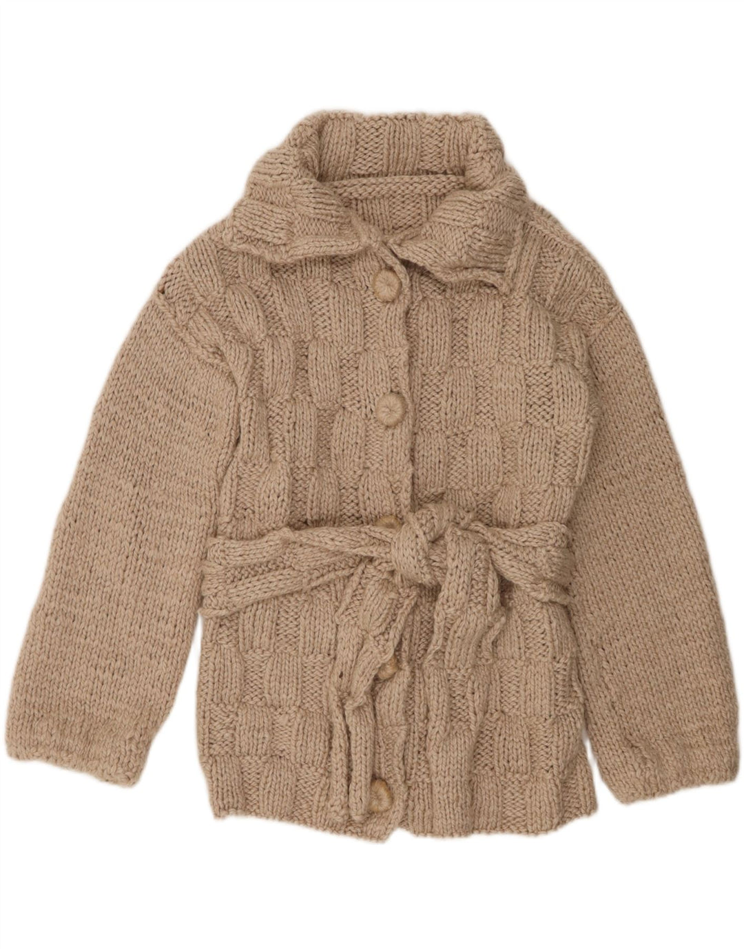 VINTAGE Womens Cardigan Sweater UK 16 Large Beige Vintage Vintage and Second-Hand Vintage from Messina Hembry 