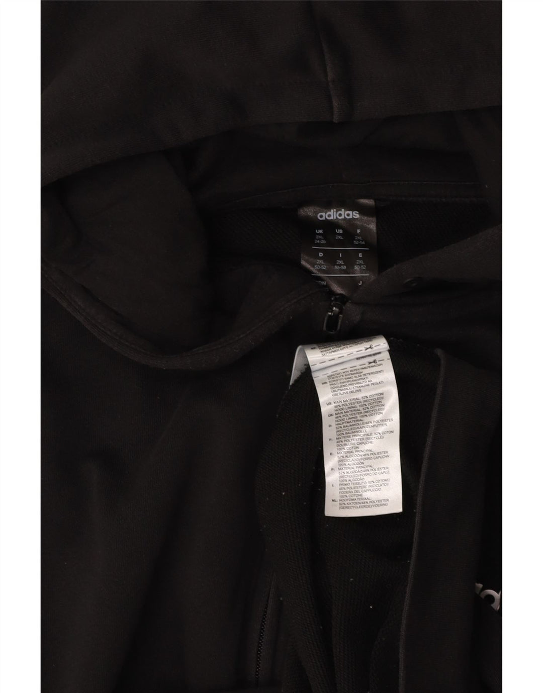 ADIDAS Womens Oversized Zip Hoodie Sweater UK 24/26 2XL Black Cotton