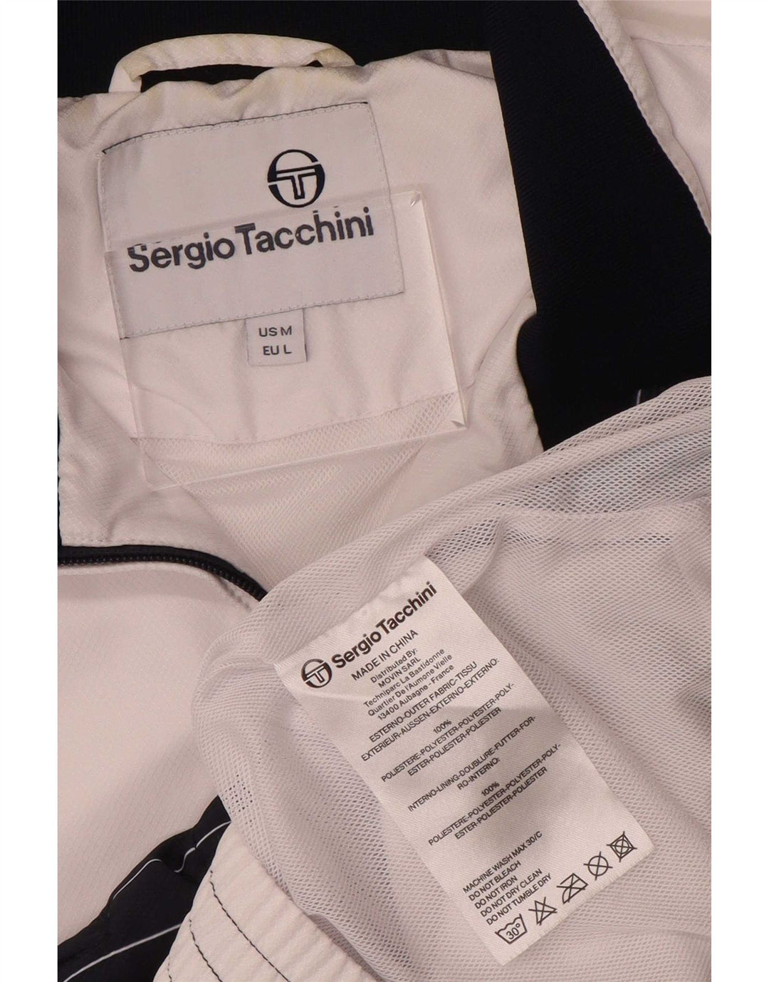Sergio Tacchini Mens Tracksuit Top Jacket Medium White Colourblock