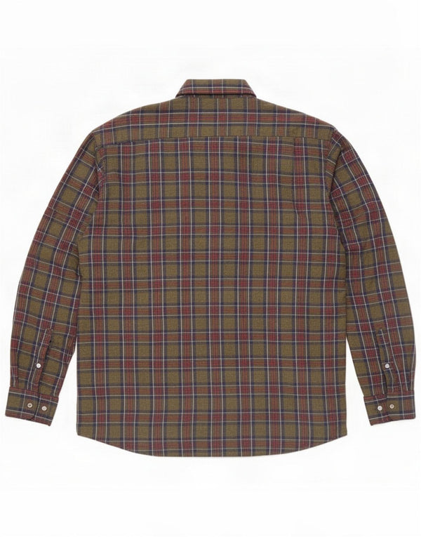 Vintage Mens Flannel Shirt 3XL Khaki Check Cotton