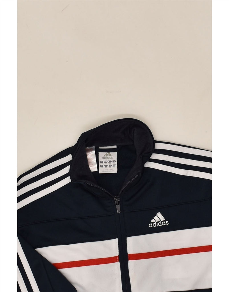 ADIDAS Boys Tracksuit Top Jacket 9-10 Years Medium Navy Blue Polyester | Vintage Adidas | Thrift | Second-Hand Adidas | Used Clothing | Messina Hembry 