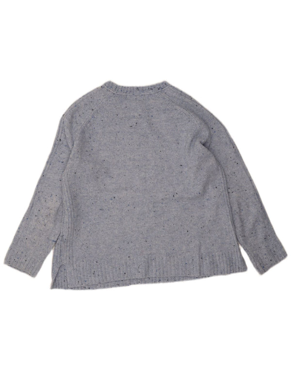 Marks & Spencer Womens Boat Neck Jumper Sweater UK 14 Medium Blue Flecked