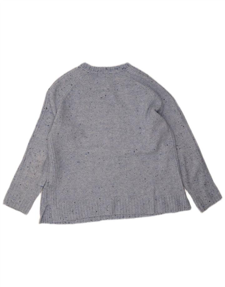 Marks & Spencer Womens Boat Neck Jumper Sweater UK 14 Medium Blue Flecked