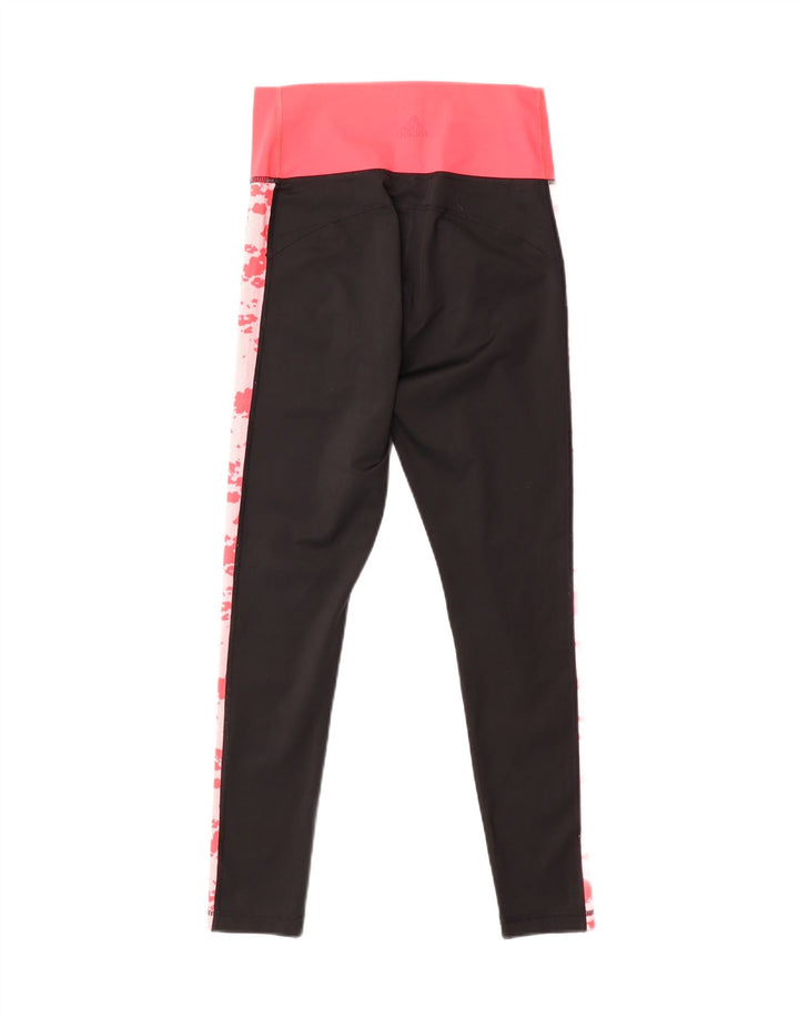 ADIDAS Womens Climalite Leggings UK 10 Small  Black Colourblock Polyester Vintage Adidas and Second-Hand Adidas from Messina Hembry 