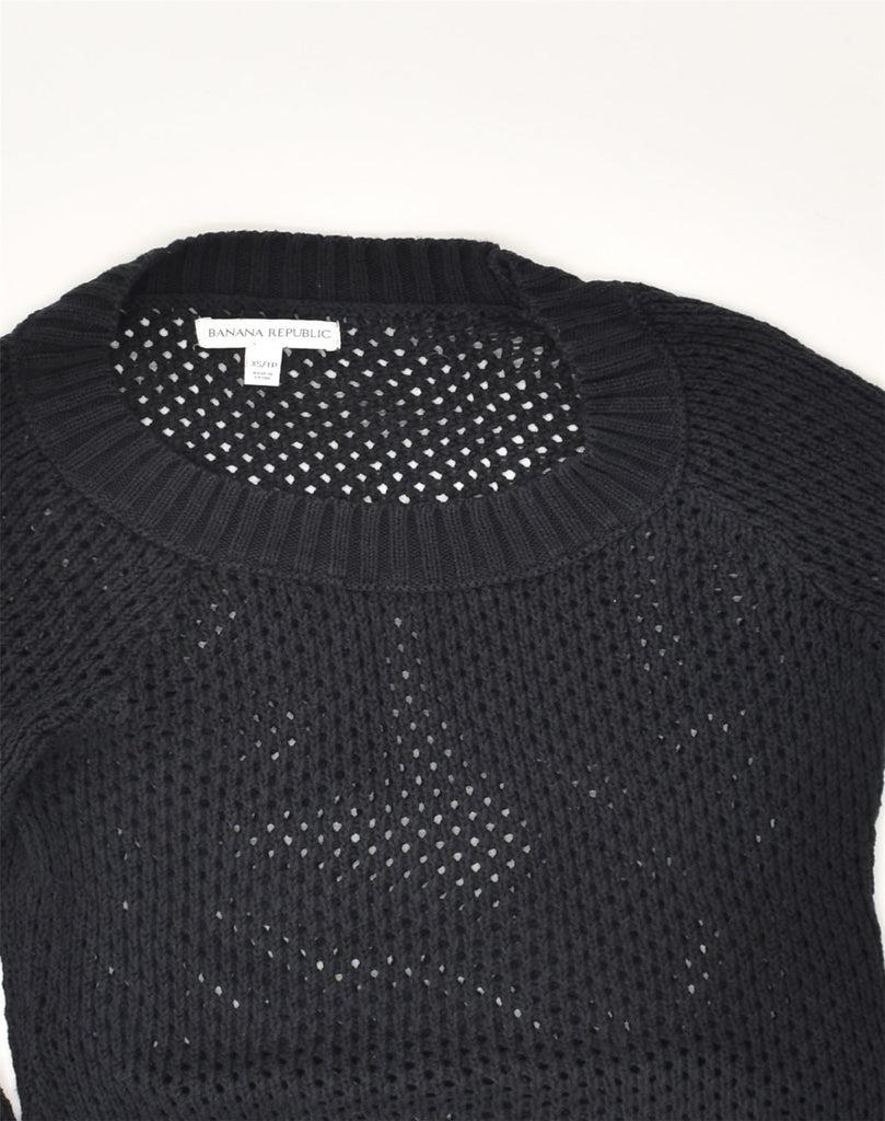 BANANA REPUBLIC Womens See Through Crew Neck Jumper Sweater UK 6 XS Black | Vintage Banana Republic | Thrift | Second-Hand Banana Republic | Used Clothing | Messina Hembry 