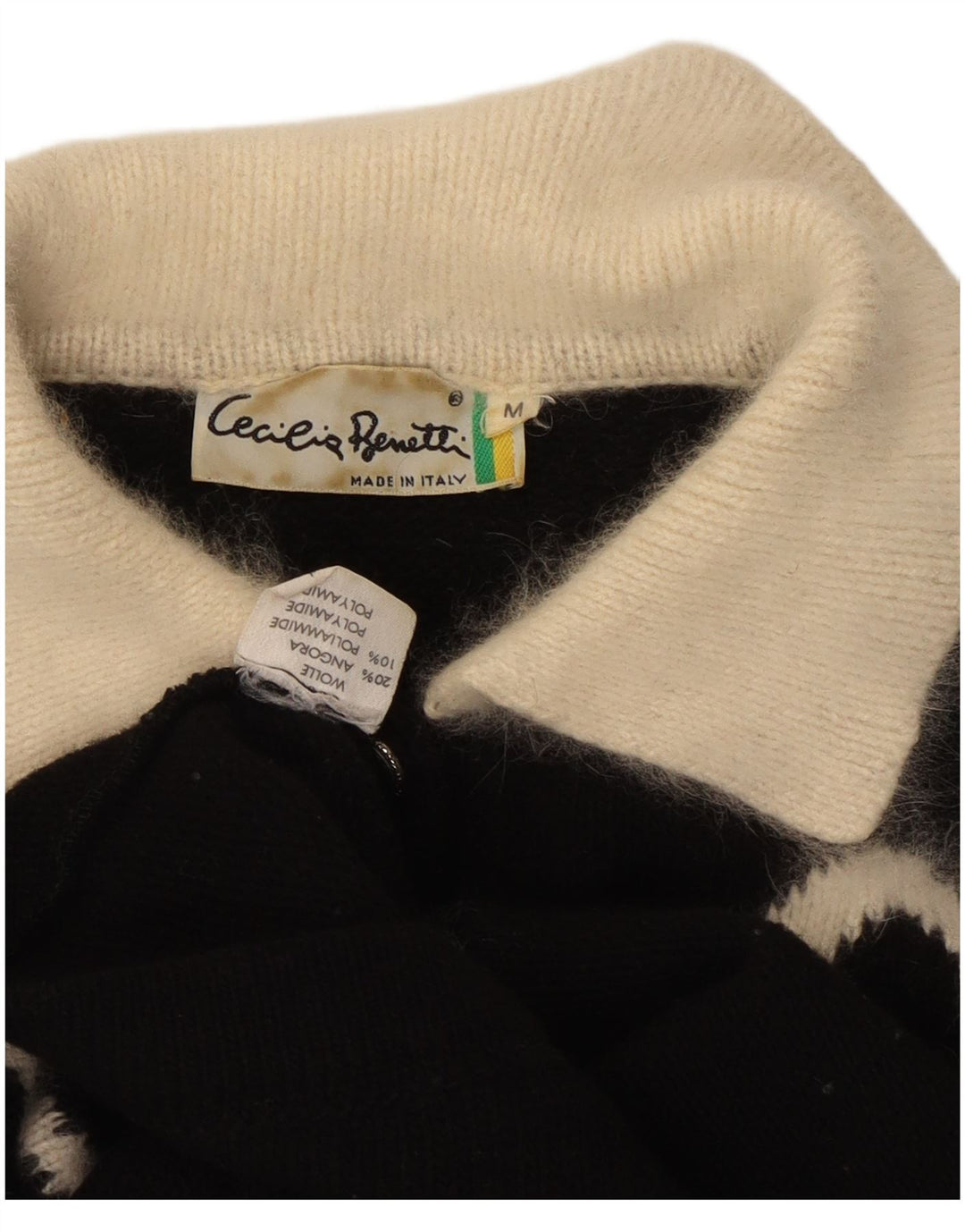 CECILIA BENETTI Womens Polo Neck Jumper Sweater UK 14 Medium Black Floral