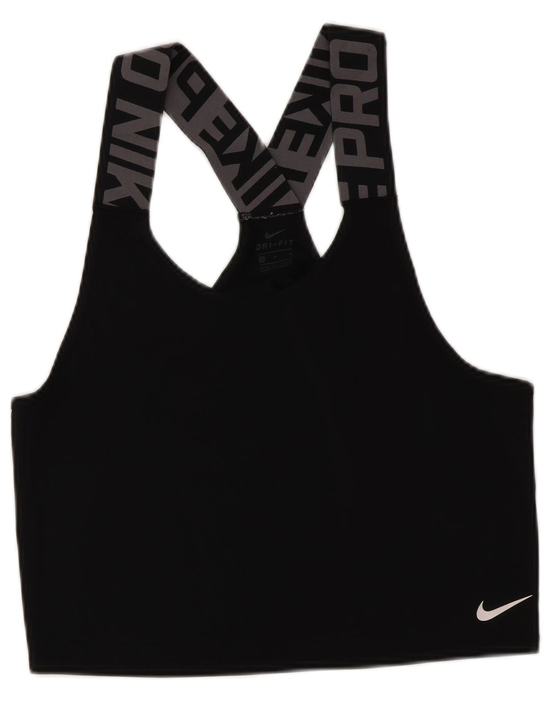 Nike Womens Dri Fit Sport Bra Graphic Vest Top UK 14 Medium Black Polyester