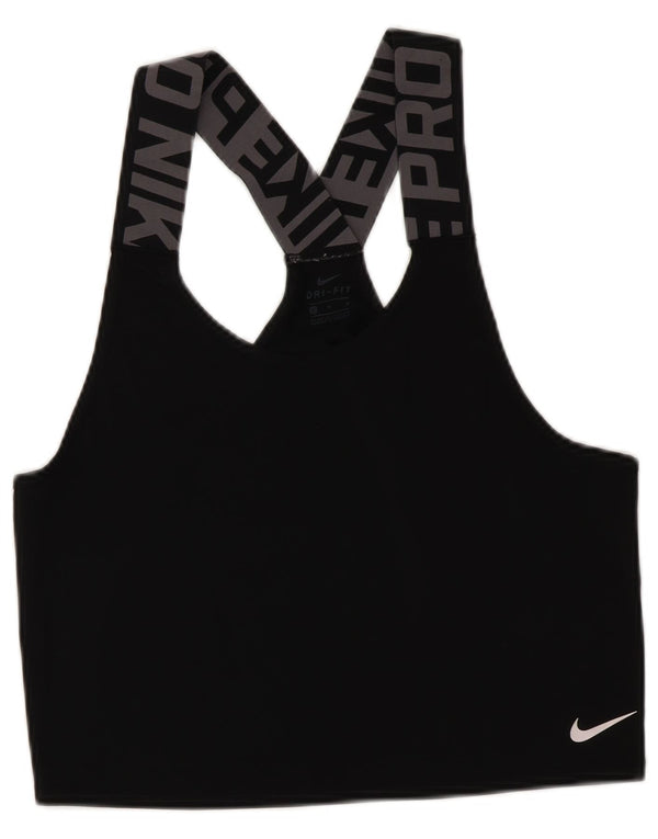 Nike Womens Dri Fit Sport Bra Graphic Vest Top UK 14 Medium Black Polyester