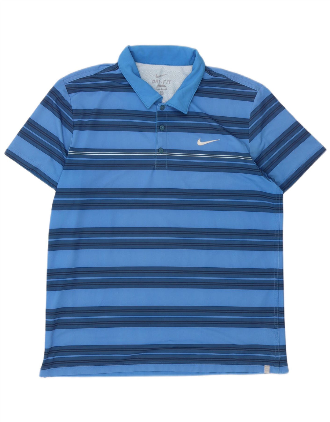 Nike Mens Dri Fit Polo Shirt Large Blue Striped Polyester