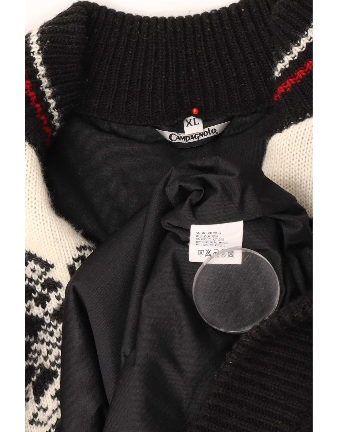 Campagnolo Mens Zip Neck Jumper Sweater XL Multicoloured Fair Isle Wool