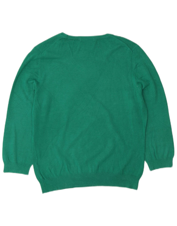 Marks & Spencer Womens Boat Neck Jumper Sweater UK 16 Large Green Viscose