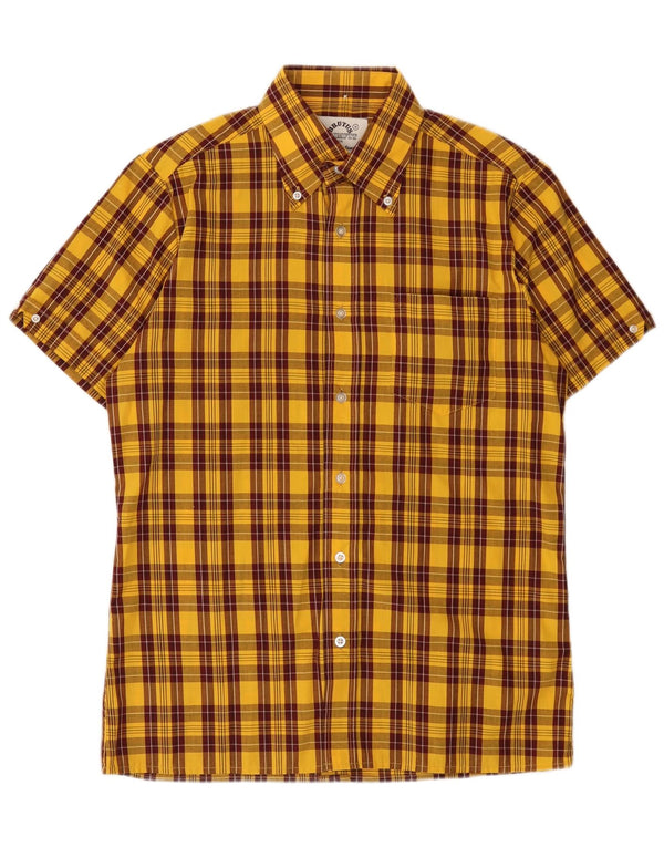 Dr Martens Mens Short Sleeve Shirt Medium Yellow Check Polyester