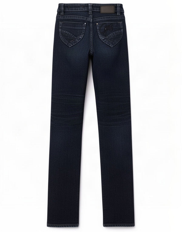 Gas Womens Slim Straight Jeans W28 L33 Navy Blue Cotton