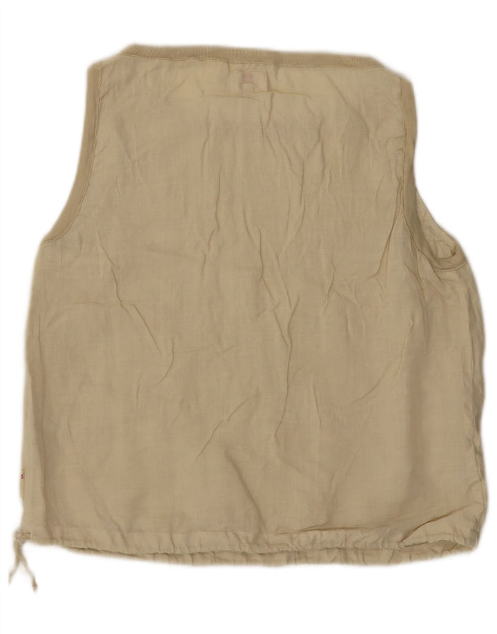 Superga Womens Sleeveless Blouse Top IT 48 XL Beige Linen