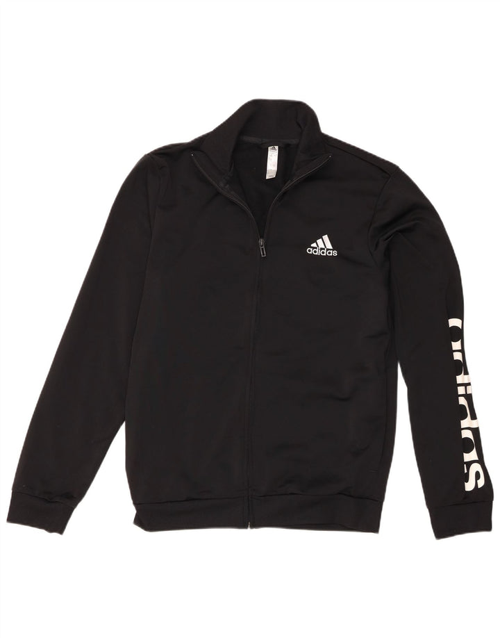 Adidas Mens Graphic Tracksuit Top Jacket UK 38/40 Medium Black Polyester