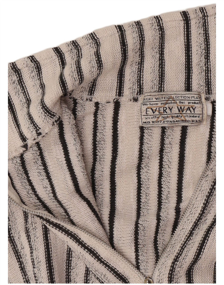 Vintage Mens Polo Neck Jumper Sweater Medium White Striped