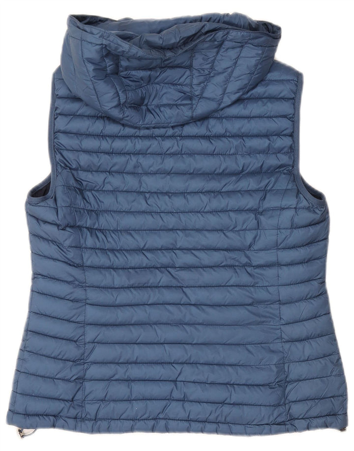 Massimo Dutti Womens Hooded Padded Gilet UK 12 Medium Blue Polyester
