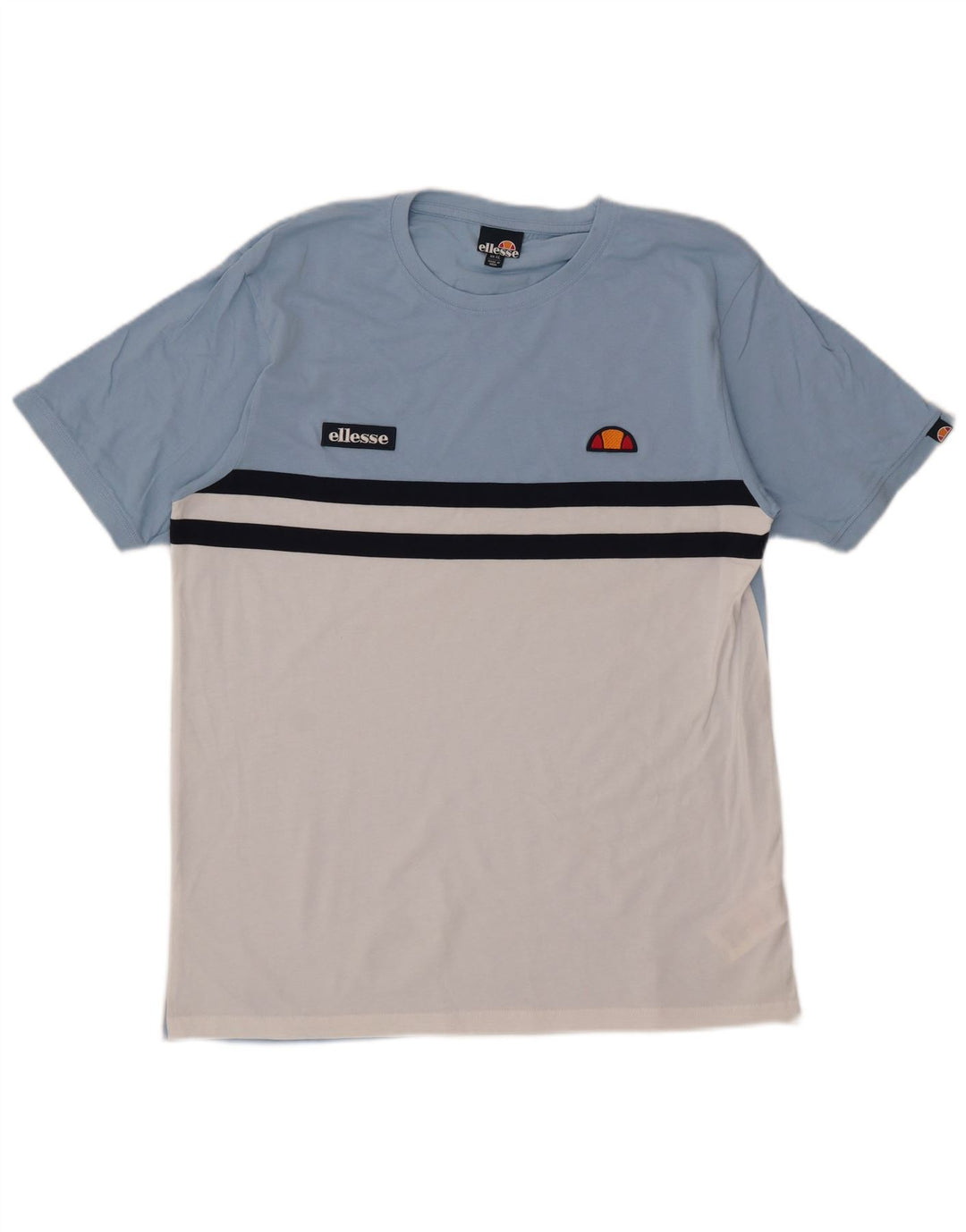 Ellesse Mens T-Shirt Top XL Blue Colourblock Cotton