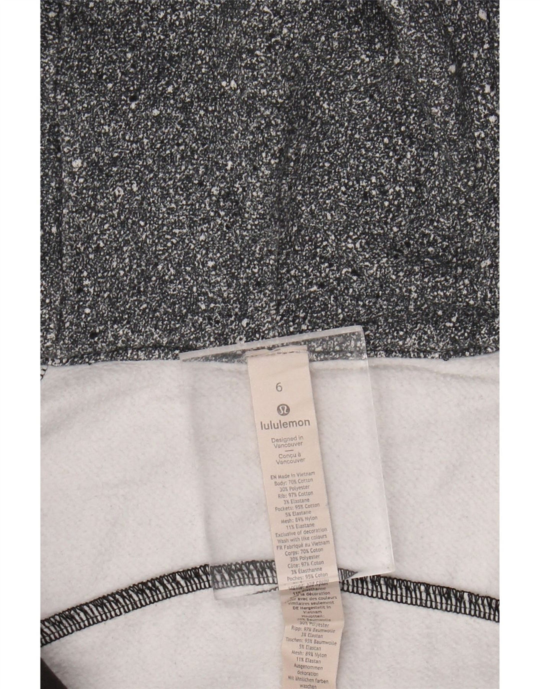 LULULEMON Womens Zip Hoodie Sweater US 6 Medium Grey Flecked Cotton