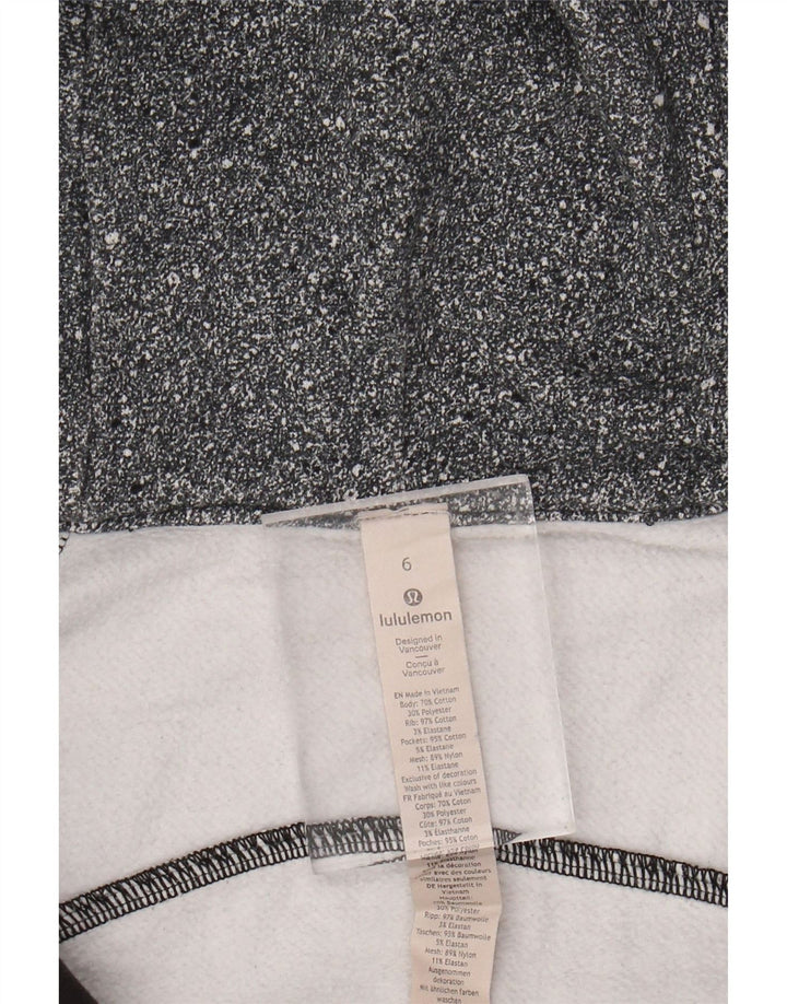 LULULEMON Womens Zip Hoodie Sweater US 6 Medium Grey Flecked Cotton
