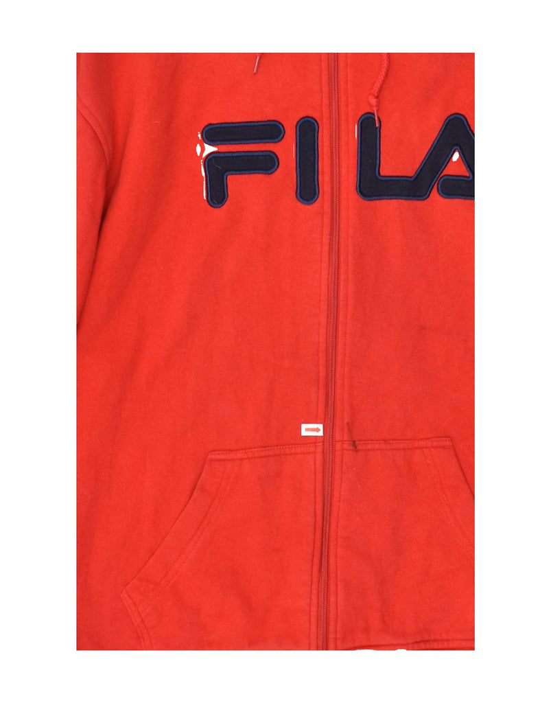 FILA Mens Graphic Zip Hoodie Sweater XL Red Cotton | Vintage Fila | Thrift | Second-Hand Fila | Used Clothing | Messina Hembry 