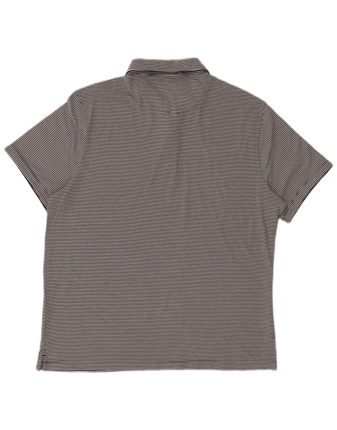 MICHAEL KORS Mens Polo Shirt Large Navy Blue Pinstripe