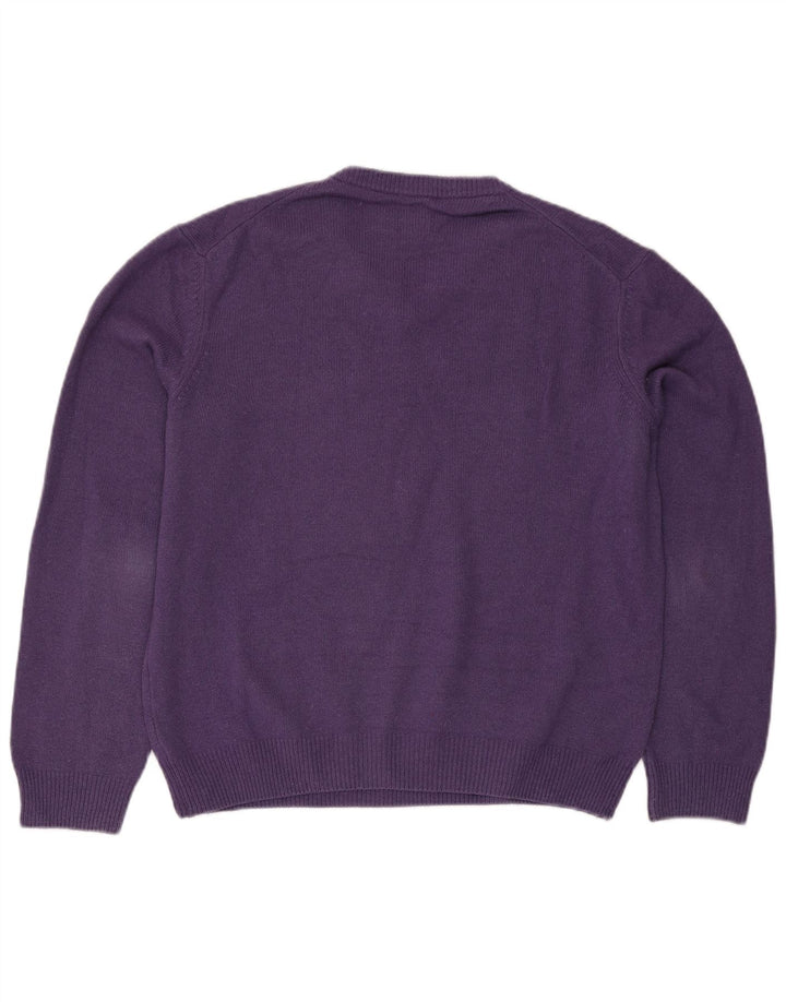 Marlboro Classics Mens V-Neck Jumper Sweater Large Purple Wool